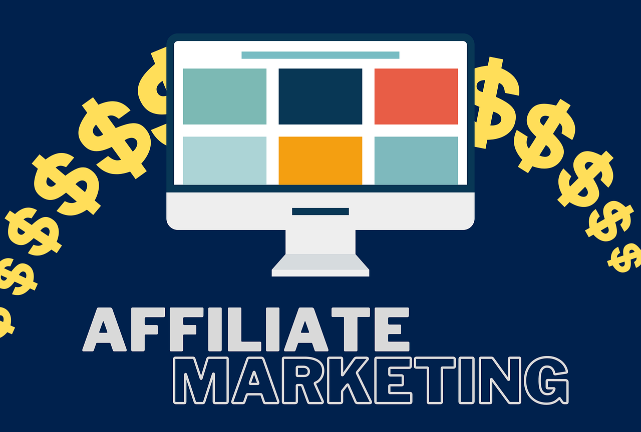 Gráfico ilustrando o funcionamento do marketing de afiliados e como gerar comissão com vendas online.