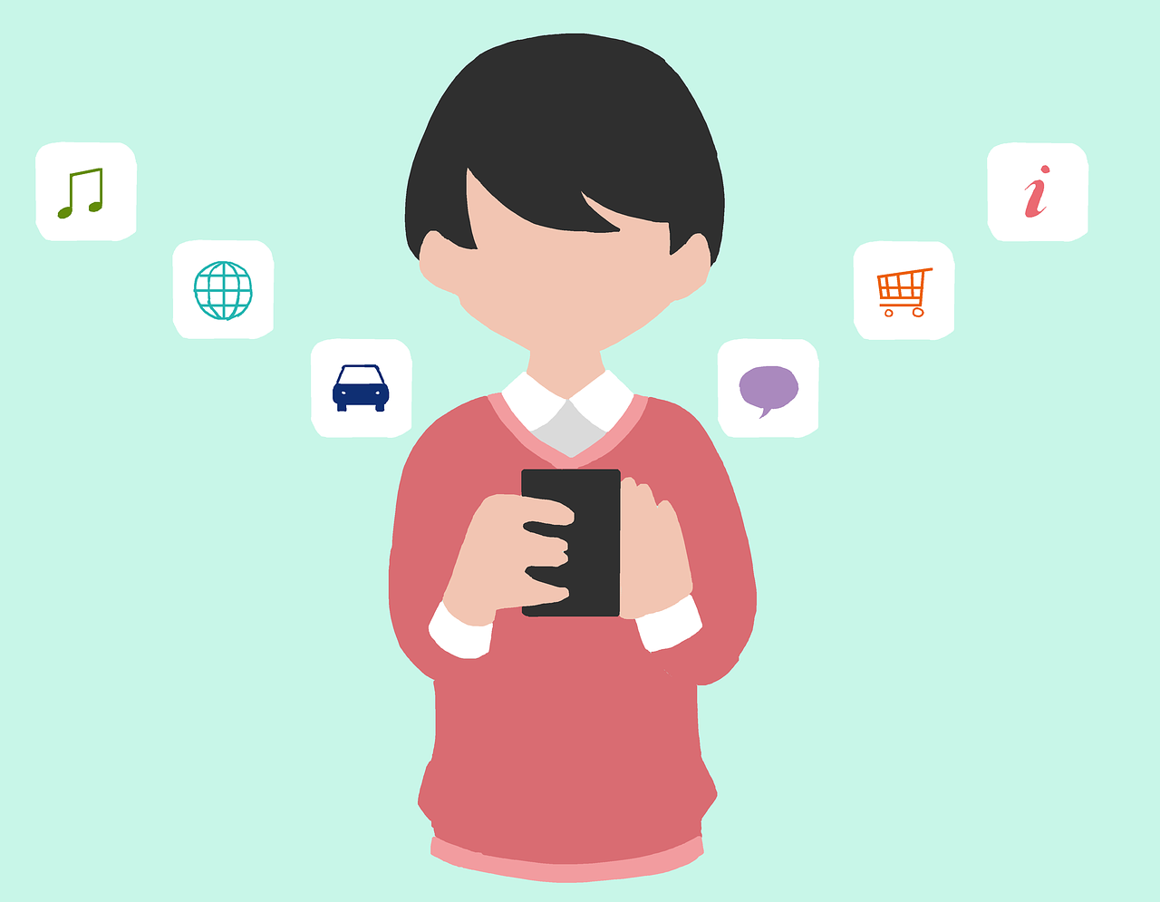 Representação visual de uma pessoa testando aplicativos em um smartphone para ganhar dinheiro online.