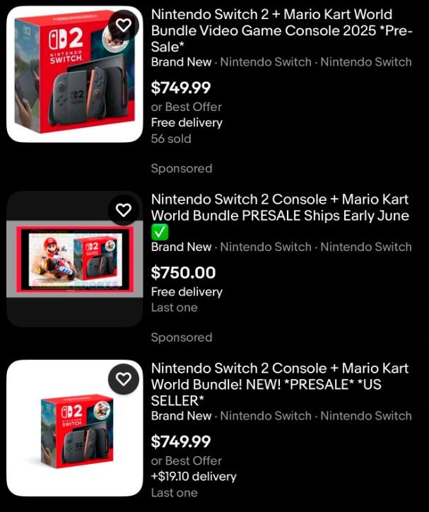Nintendo Switch 2 já é vendido pelo dobro do preço no eBay antes do lançamento oficial 5 console do nintendo switch 2
