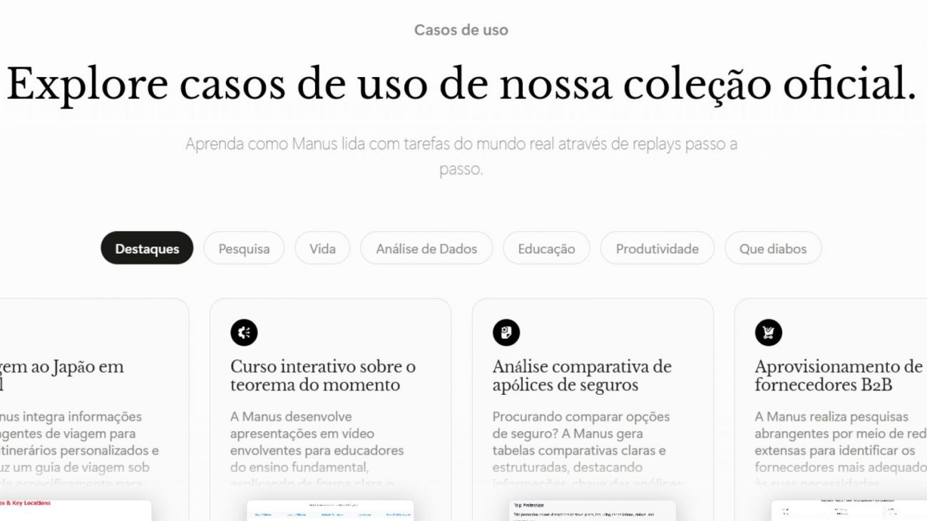 Os casos de uso do Manus – Foto: Reprodução/ND