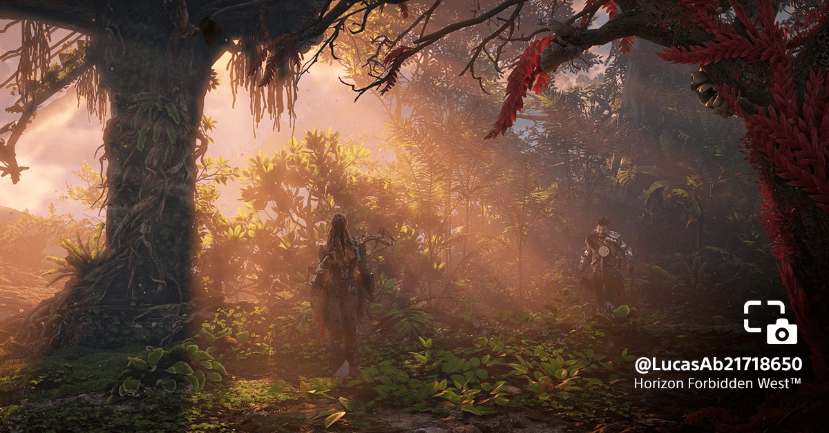 Aloy em um mundo florido