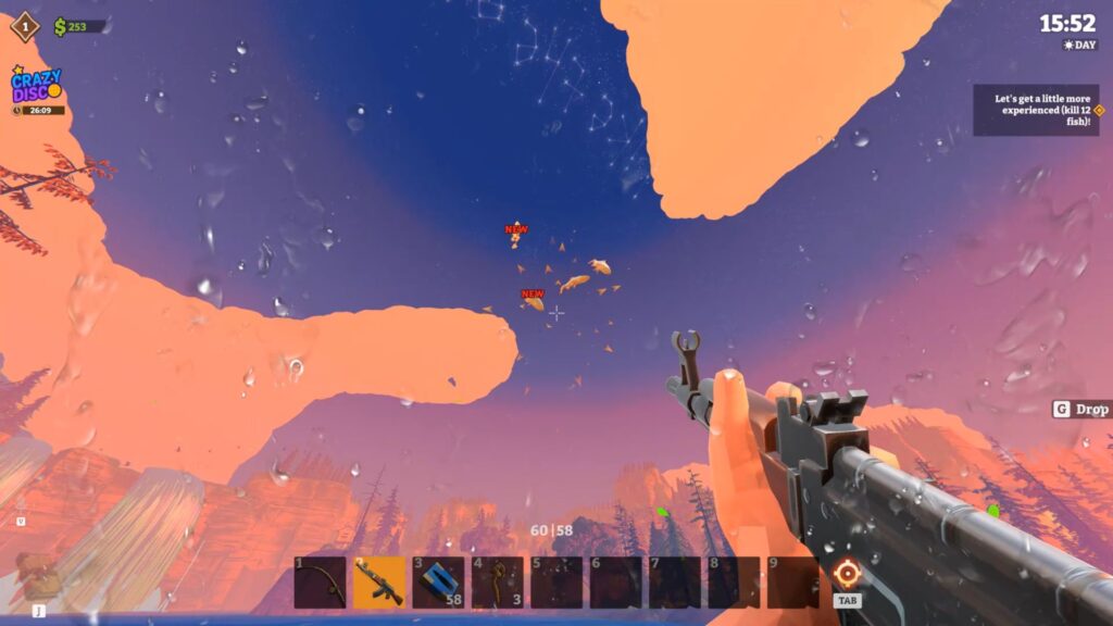 Dispare metralhadora em peixes na ação de jogos "Caçadores de Peixes", lançamento no Steam